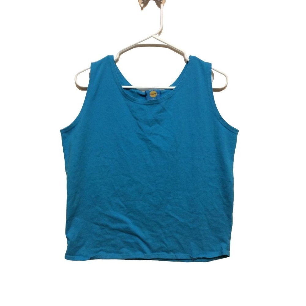 On Your Mark Women Tank Top Size L Blue Cotton skuC